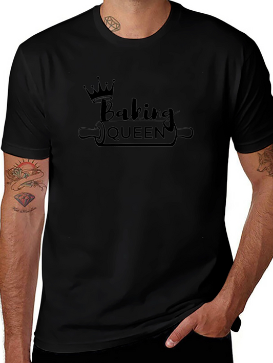 Baking Queen T-Shirt - Black Crown and Rolling Pin Design