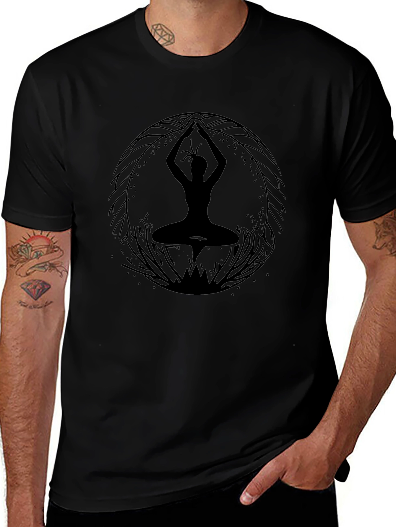 Yoga Silhouette Graphic T-Shirt - Black