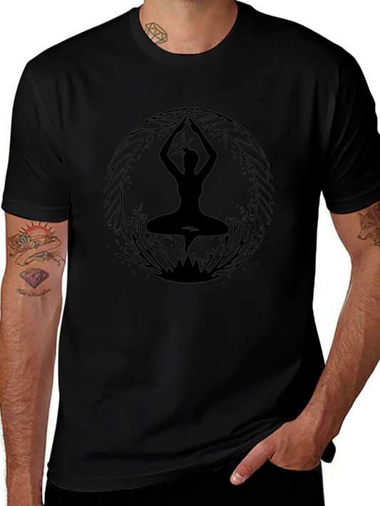 Yoga Silhouette Graphic T-Shirt - Black