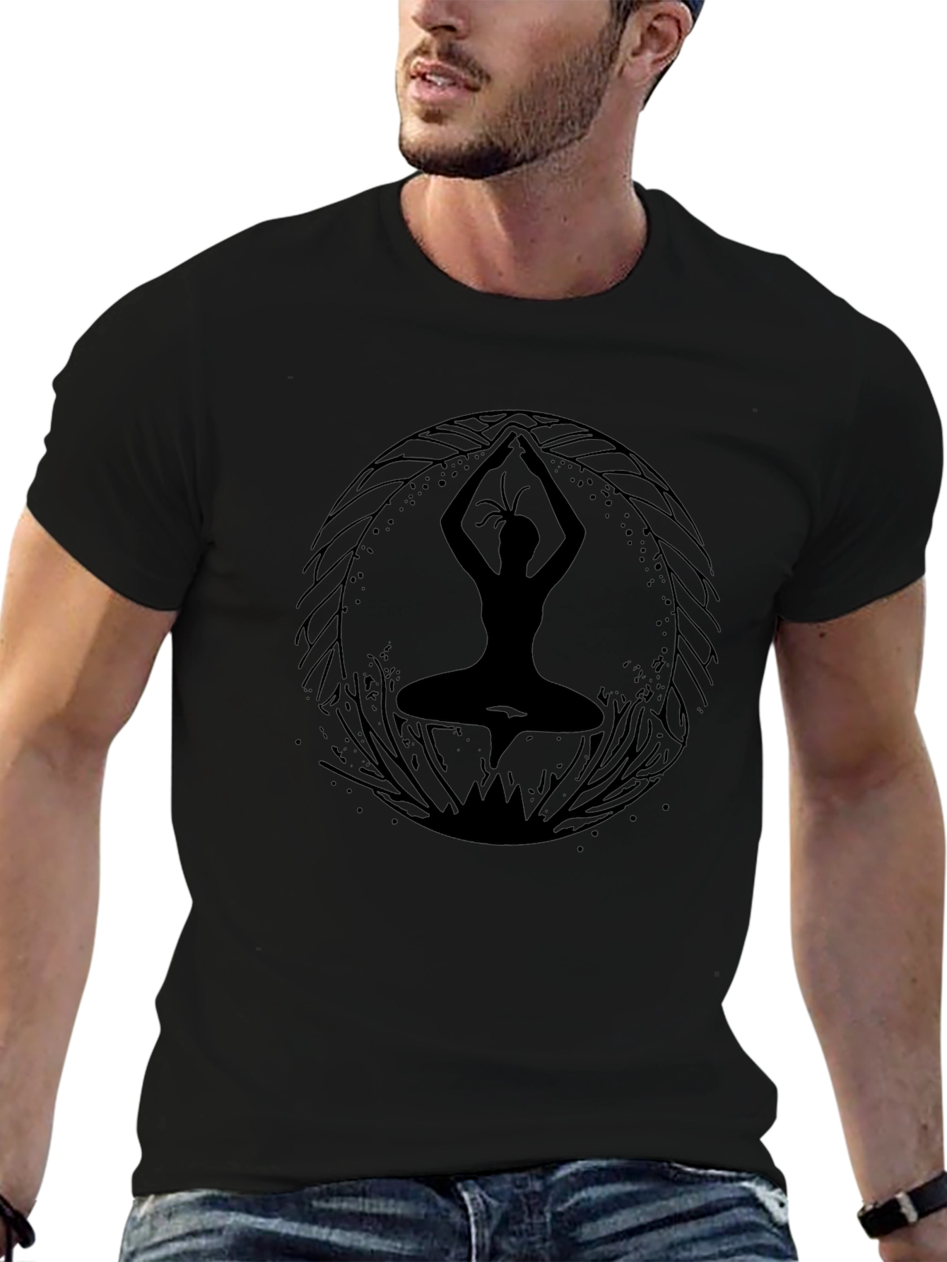 Yoga Silhouette Graphic T-Shirt - Black