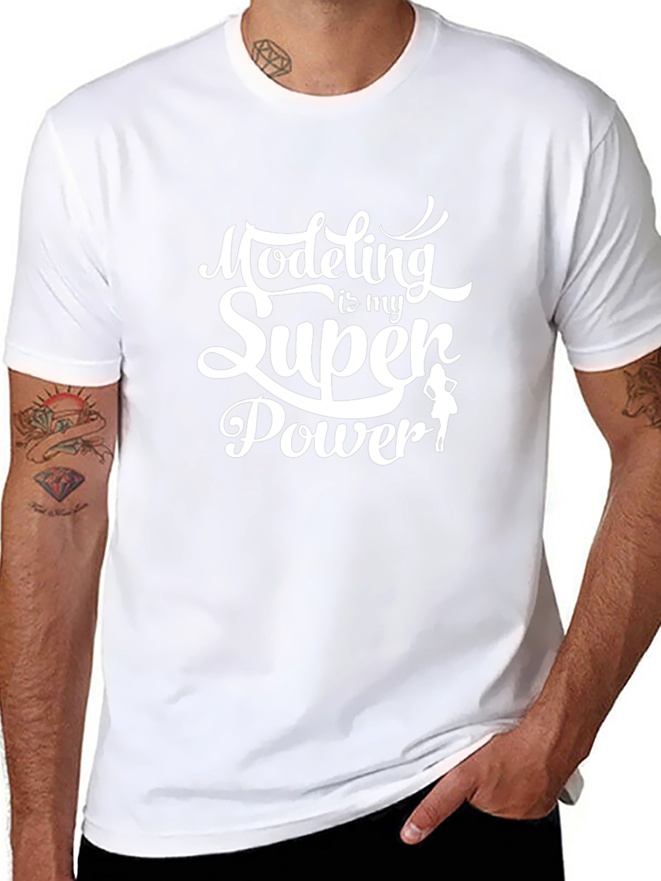 Modeling Is My Superpower Black Graphic Tee
