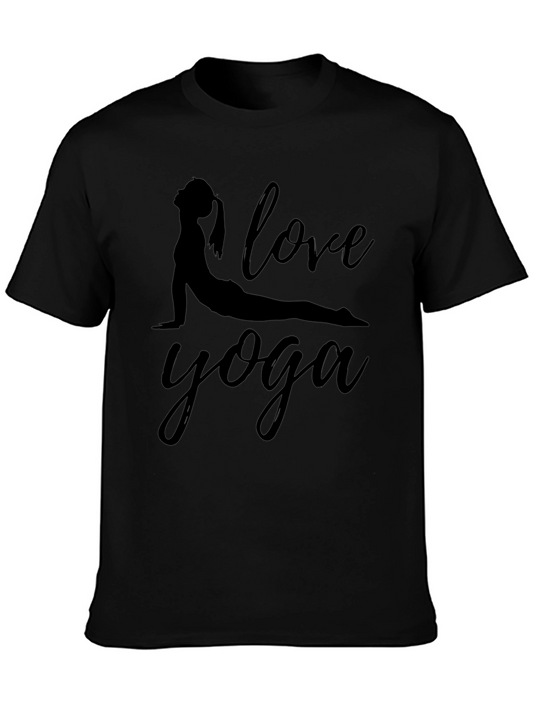 I Love Yoga Black Graphic T-Shirt