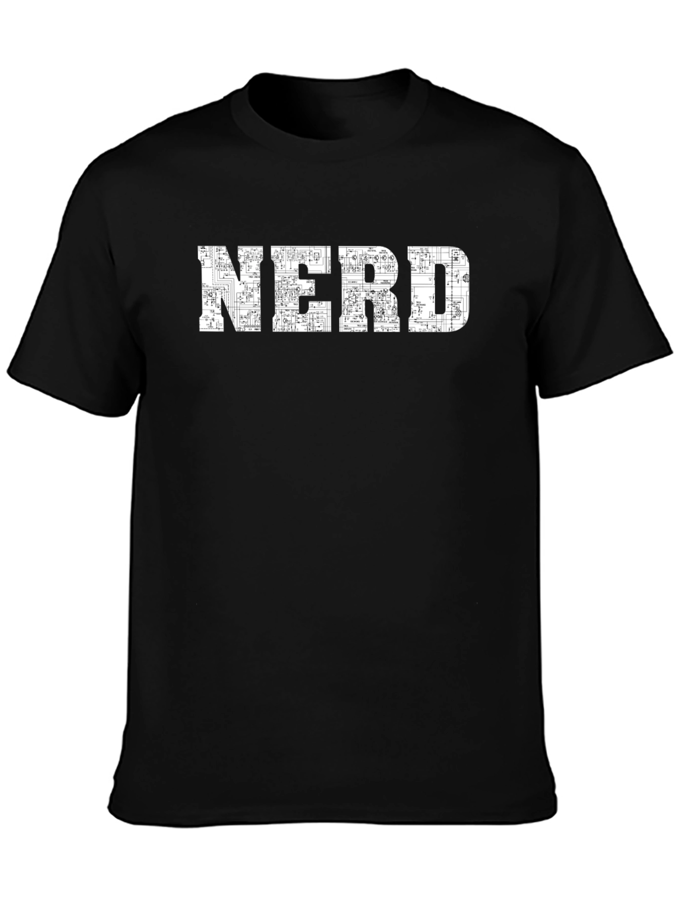 Nerd Circuit Board Graphic Print Black T-Shirt