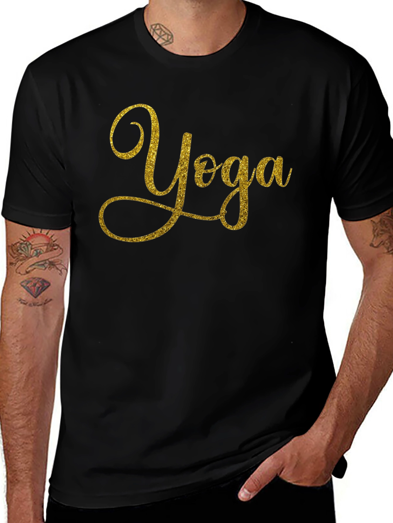 Yoga Sparkle Graphic Black T-Shirt