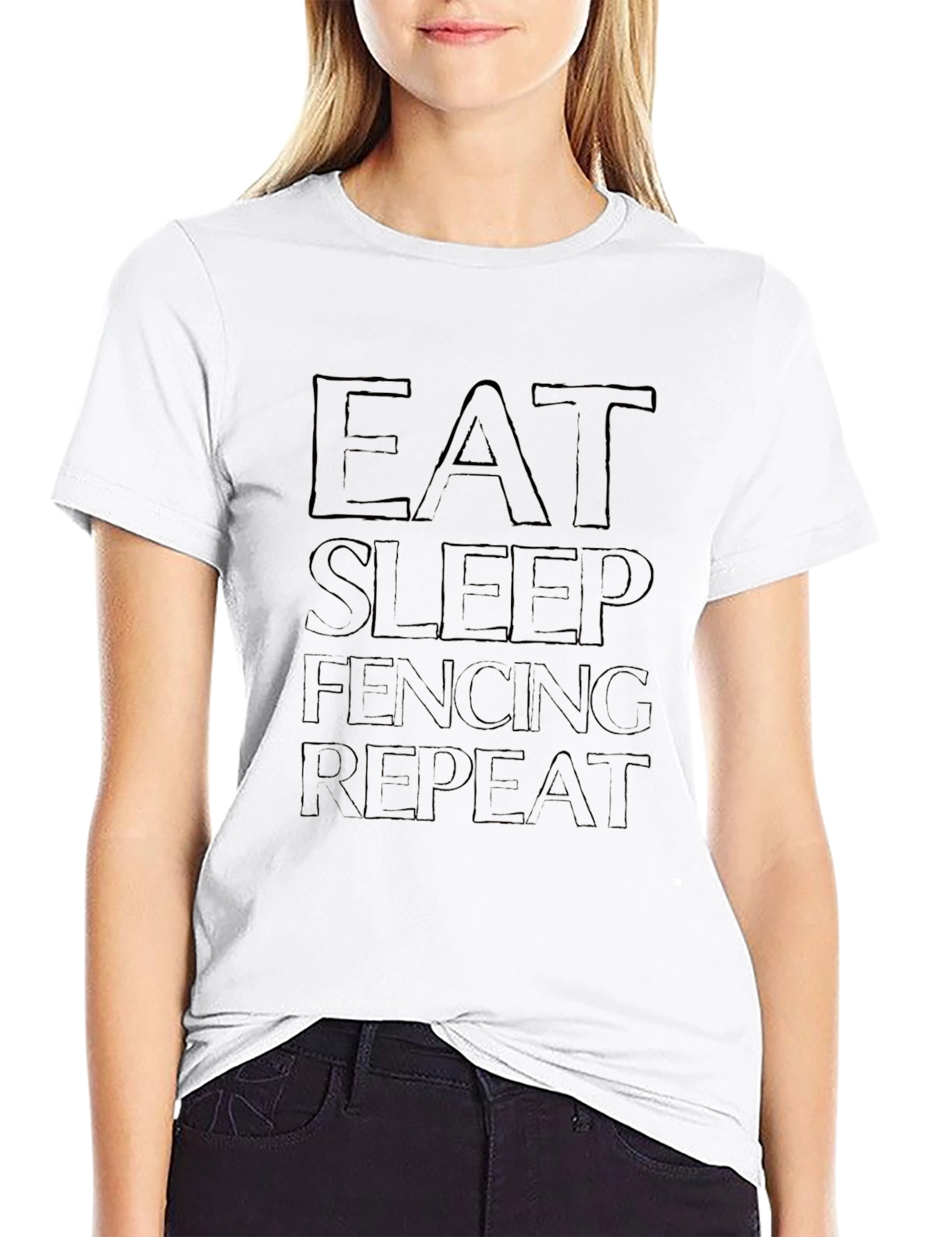 Eat Sleep Fencing Repeat Black Graphic T-Shirt