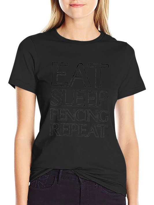 Eat Sleep Fencing Repeat Black Graphic T-Shirt