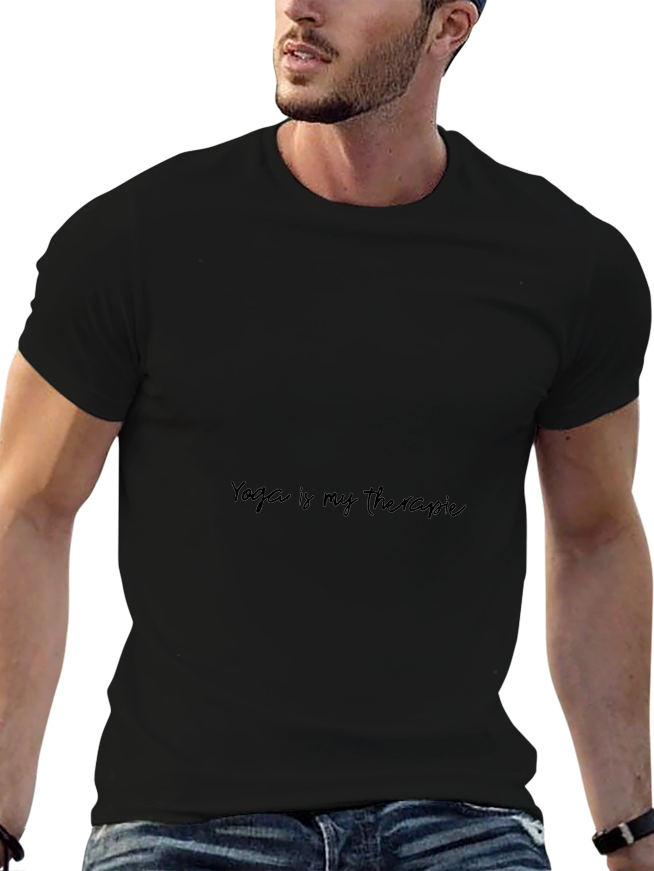 Yoga is My Therapy Black Graphic Tee